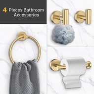 Bathroom Hardware Set Home Bathroom Storage Rack 4-Piece Toilet Tissue Rack and Towel Ring Set Bathr