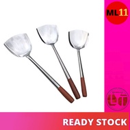 Stainless Steel Kitchen Spatula Turner Ladle Red Wooden Handle / Sudip Sodek Senduk Steel Pemegang K