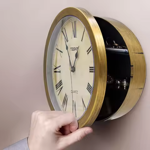 Wall Clock Safe Box Secret Stash Security Secret Key Hidden Safe Lock Money Compartment Cash Hide Ca
