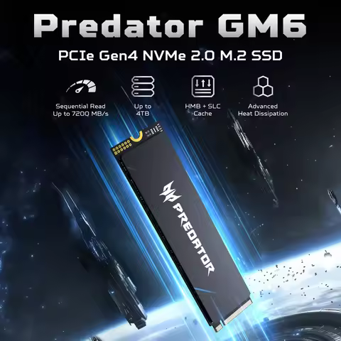 ACER PREDATOR GM6 NVMe SSD, 1TB/2TB M.2 2280 Game Drive, Read Speed up to 7200MB/s, PCIe Gen4 NVMe, 