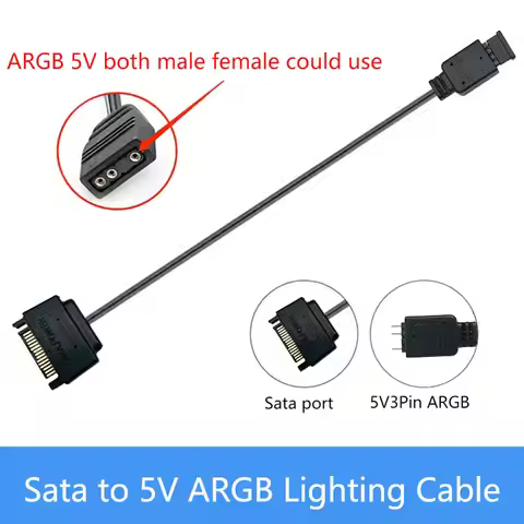 Angitu SATA to 3Pin 5V ARGB Lighting Adapter Sata Power Supply Fan Lighting Cables-30cm