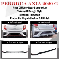 PERODUA AXIA 2020 TAKERO/R DESIGN STYLE REAR DIFFUSER REAR BUMPER LIP WITH PAINT/UNPAINT-MATERIAL PU