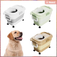 [Wishshopeeyas] Pet Food Storage Container Cat Dry feed Containers Bin with Wheels 30lb Foldable Folding for Dry Food Grains Dog Cat Food