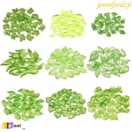 JENNIFERDZJI 30pcs Green Transparent Leaf Shape Beads, Leaf Shape Transparent Green Acrylic Leaf Bea