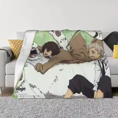 Chuuya Nakahara Nakajima Atsushi Flannel Blanket Dazai Anime Throw Blanket for Sofa Bedding Lounge P