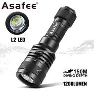 ASAFEE AF02D Professional Diving Flashlight 1050LM XM-L2 U4 LED IPX8 150m Deep Sea Submersible Safet