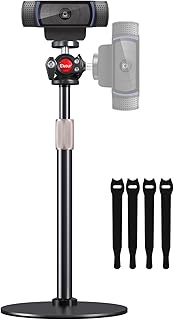 Webcam Stand for Desk (1/4" Thread), 2025 Upgrade Compact Base & 360° Ballhead & Height Adjustable, 