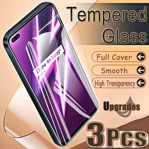 3PCS 9H Fingerprint-Unlock Protect Tempered Glass For Realme 6 Pro 6.6" Anti Explosion Clear Screen 