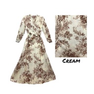 Naomi Maxi Dress Full Length Loose Cut Corak Graphic  Lengan Panjang exclusive Casual Baju Sleeves p