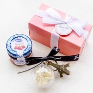 Pink粉紅盒－藍蓋hero果醬+乾燥花鑰匙圈(鐵塔款) 小禮盒 6色可挑