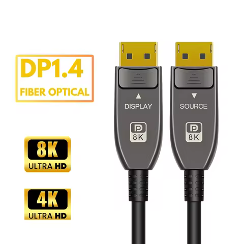 8K Fiber Optic DisplayPort Cable 1.4 Ultra HD 4K 144Hz 8K 60Hz HBR3 32.4Gbps Slim and Flexible DP Di