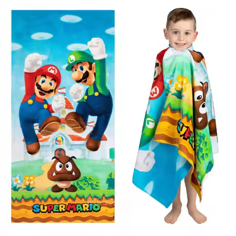 Anime Super Mario Marioo Shower Beach Towels Bath Towel Microfiber Washcloth 3D Digital Printed Baby