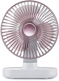 RFSTGYU Desk Fan Small Table Fan With Strong Airflow, 4000Mah Rechargeable Desktop Fan, 4-Speed Adjustable USB Powered Personal Fan, For Home Office Bedroom Desktop Table (Color : Pink)