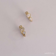 Zirconia Gold Elegant Cake Mini Hoop Earrings Japanese and Korean Pure Cute Three-Diamond Hoop Earri
