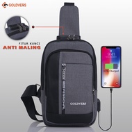 Tas slempang cowok terbaru 2021 HighQuality Goldvers Tas selempang dada pria Anti Maling Sling bag p