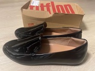 Fitflop women 女平底鞋Lena patent loafers shoes black size UK7  US9