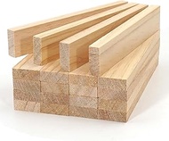 Wood Strips Slats for Wall, Square Wooden Dowels for Crafts 3/8"x 1" x 6", 20 PCS Wood Trim Planks f