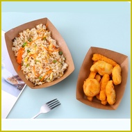 ▦ ✿ ▤ 50PCS Kraft Paper Plate Siomai Kikiam Plate Tray Hotdog Tray Square Cake Plate Tkoyaki Box