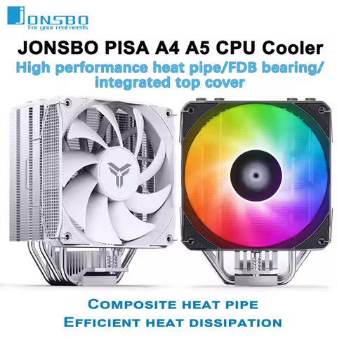JONSBO PISA A4 A5 Black/White 5 Heat Pipe Tower CPU Cooler 3PIN ARGB Quiet Fan Air-Cooled Radiator F