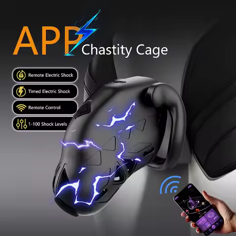 APP Controlled Chastity Cage for Men w/ Electric Shock & Urethral Sound, ABS+Resin Anti-Cheat Device