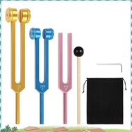 Aluminum Tuning Fork Kit(128Hz, 256Hz, 512Hz) 3 Pcs with Hammer for Chakra for Healing, Sound Therap