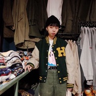 80s Golden Bear綠色皮革袖棒球外套 古著 二手選物 Vintage