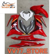 Magicboy Yamaha LC135 V8 Fi Coverset Siap Stripe MX King Merah Lc V8 Mx King Merah Grey Cover Set LC