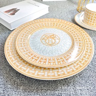 European Style Gold Border Bone China Western Style Steak Plate Decoration Model Room Countertop Hou