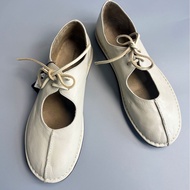 Massimo Dutti Women's Leather Lace-Up Flat Ballet Shoes