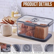 Bread Box Airtight Bread Boxes Time Recording Bread Storage Container for Kitchen Counter with Lid B