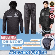 LADDERMAN Rain Coat Set Baju Hujan Motor Lelaki Perempuan Men Jaket Hujan Rainsuit with Pants Waterproof Jacket Raincoat