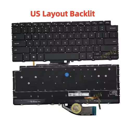 7390 Keyboard For Dell XPS 13 7390 9310 2-in-1 US Layout Backlit Black/White