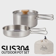 CLS&NOBANA Camping Pot Set 304 Stainless Steel Outdoor Cookware Kit Cooking Set Travel Tableware Tou