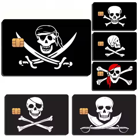 Skull Crossbones Pirate Flag Bank Card Sticker Film Tape Skin for Credit Card Debit Card Waterproof 