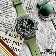 BALMER | 8812G BK-6 Chronograph Sapphire Men's Watch with Black Green Dial Green Silicon Strap Embossed with Balmer Logo