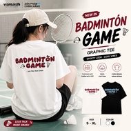 BABY COTTON BADMINTON shirt Brand Vsmash Sport, BADMINTON GAME | ROUND NECK | White - Black Cool Str