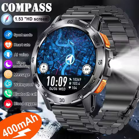2026New 1.53-inch HD Display SmartWatch Men1.53-inch HD Display Outdoor Sports Health Monitoring Blu