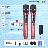 Wireless Rechargeable Hd Dynamic Microphone Karaoke 2 Only Installation Working Range 50/164 Feet