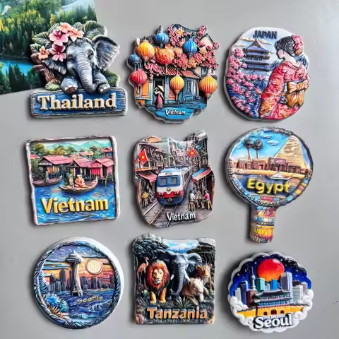 World Travel Fridge Magnet Tanzania Seattle Vietnam Thailand Japan Seoul Egypt Animal Elephant Souve