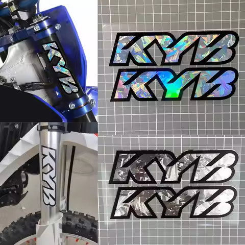 2Pcs KYB Style Motorcycle Fork Stickers Iridescent Silver Vinyl Decals Suspension Decoration Accesso
