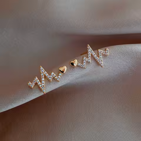 Cute Heartbeat Stud Earrings Medical ECG Romantic Heart Earings Stainless Steel Nurse Doctor Daily W