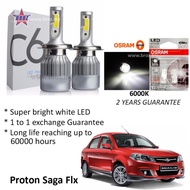 Proton Saga FLX (Head Lamp) C6 LED Auto Head Lamp 6500k White (2pcs) + Osram T10 LED (2pcs)