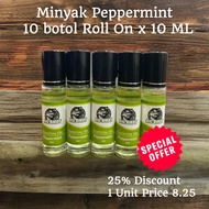 Minyak Peppermint 10 botol kaca x 10ml Roll On Harga Borong (HQ Moncah Affiliate Wholesale Price Wanted)