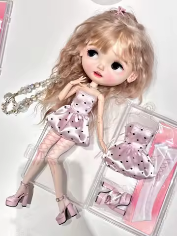 Blyth Bra Dress OB24 Puffy Dress Suit Azone Socks 1/6Doll Outfit (Fit Ob22,Pullip, Licca, Lati, ICY,