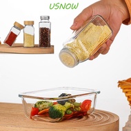 USNOW Spice Jars, Glass Perforated Spice Bottle, Airtight with Bamboo wood lid Square Transparent Seasoning Jar Salt