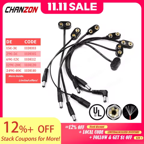 5 pcs 9V Battery Clip Power DC Connector Jack Male Female Arduino Snap Adapter Wire Holder Cable 9Vo