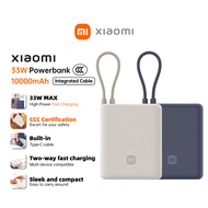 Xiaomi 33W 3C Certified PowerBank 10000mAh(Built-in Cable) Pocket Version Fast Charging Power bank