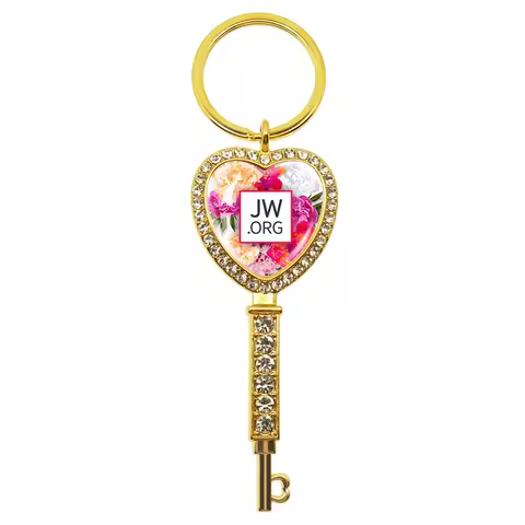 New Fashion JW.ORG Jehovah's Witnesses Rhinestone Heart Keychain Give Women's Birthday Gift Jewelry