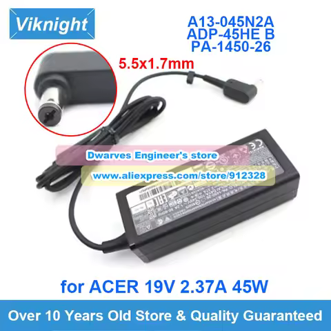 Genuine 19V 2.37A AC Adapter ACER A13-045N2A Laptop Charger for Aspire ES1-512 ES1-711 R11/ R3 N15W5