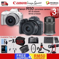 Canon Eos R50 18-45 R50 with RF18-45mm RF55-210mm Lens Black or White (CANON MALAYSIA 3 YEARS WARRANTY)